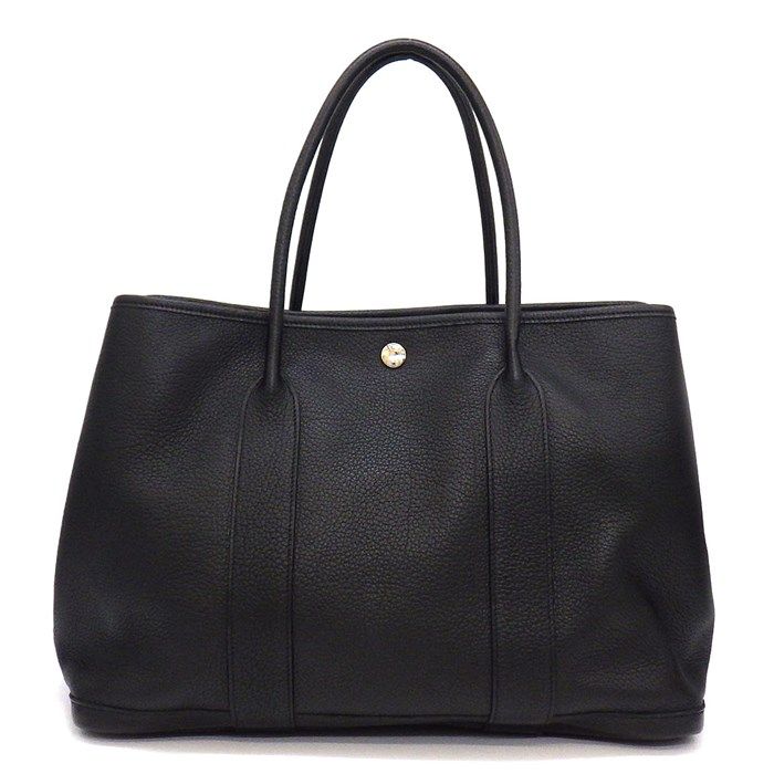 HERMES Garden Party PM Tote Bag - Black Negonda Leather, 2011