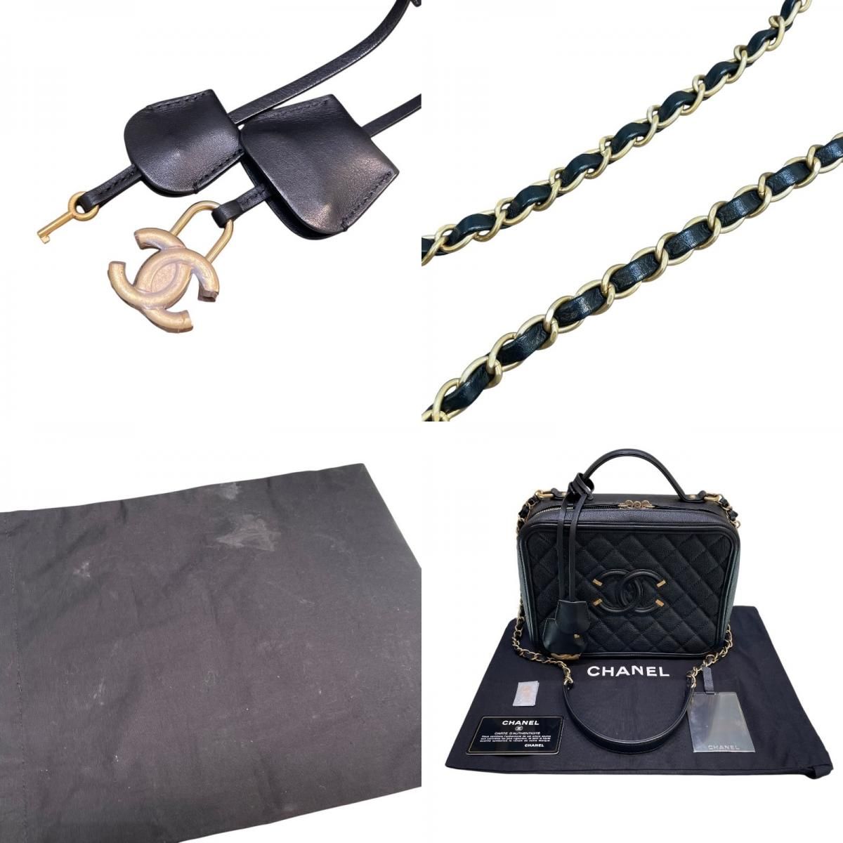 CHANEL CC Filigree Vanity Bag A93344 - Black Caviar Leather