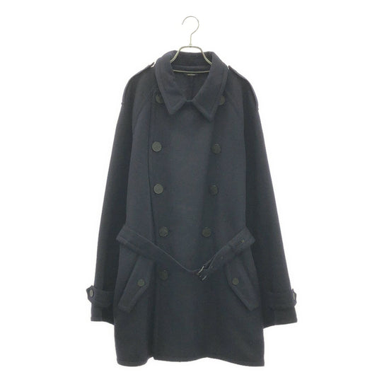 HERMES Navy Cashmere Trench Coat - Timeless Elegance