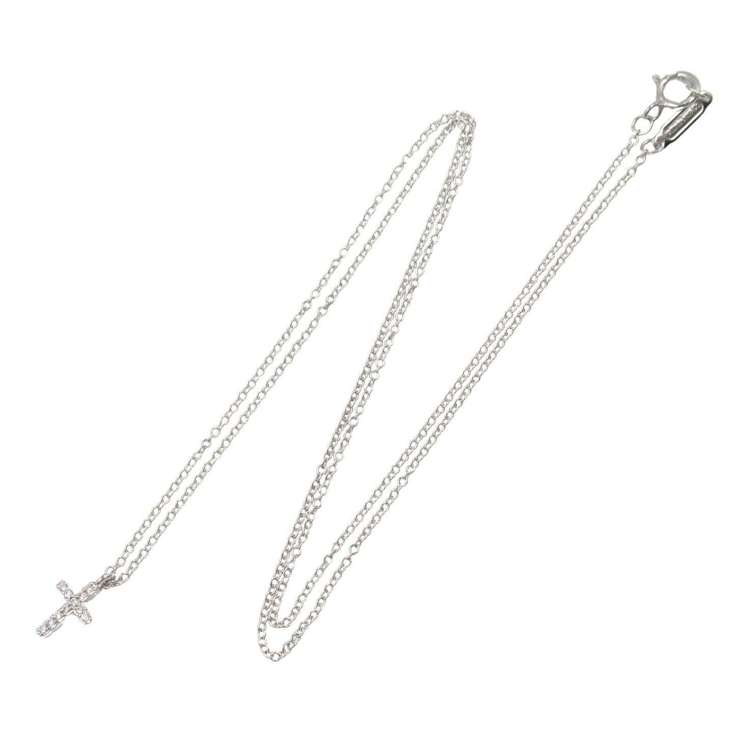 TIFFANY & CO Small Cross Diamond Necklace in 18K White Gold