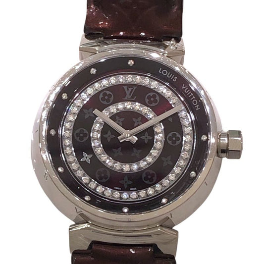 Louis Vuitton Tambour Disc Amarant Diamond GM Quartz Watch