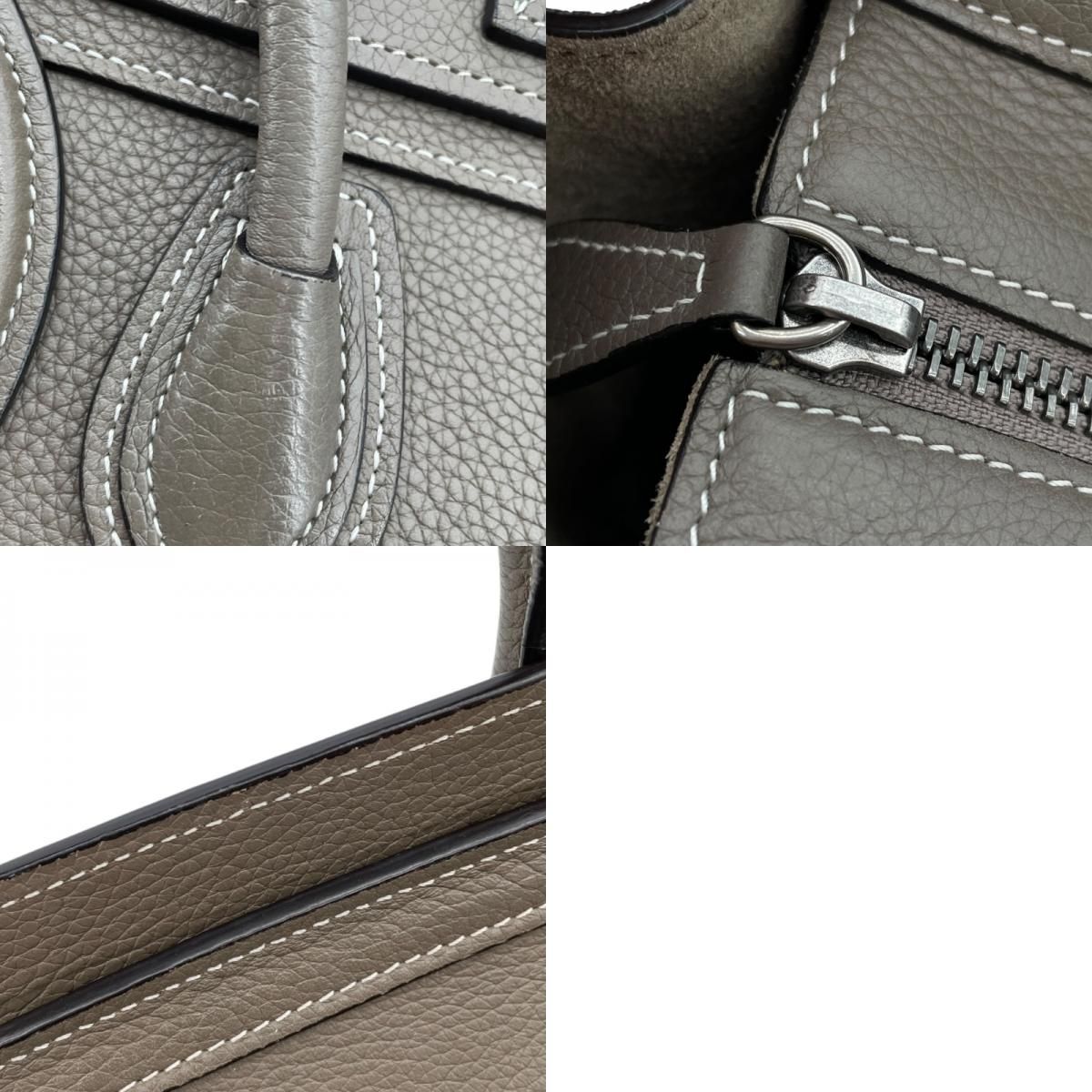 CELINE Luggage Nano Shopper in Khaki Drum Calfskin - Exquisite Craftsmanship