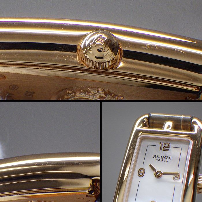 HERMES Nantucket NA2.170/W049575WW00 Rectangular Watch - White Shell Dial