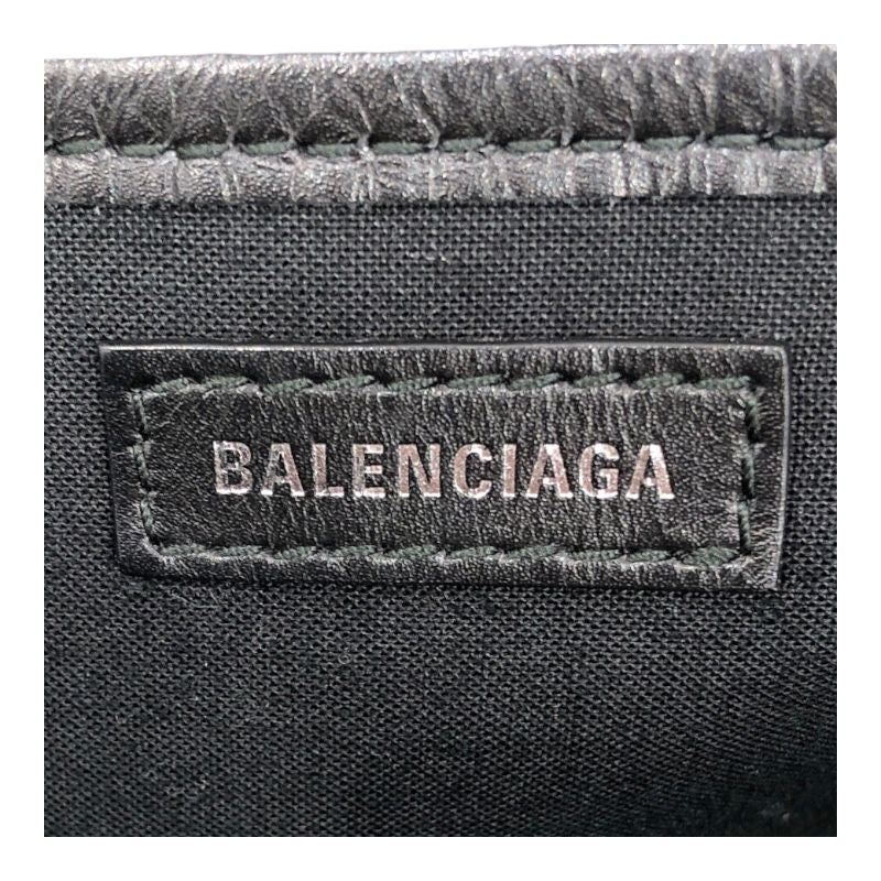 Balenciaga Navy Cabas S Handbag - White & Black Canvas