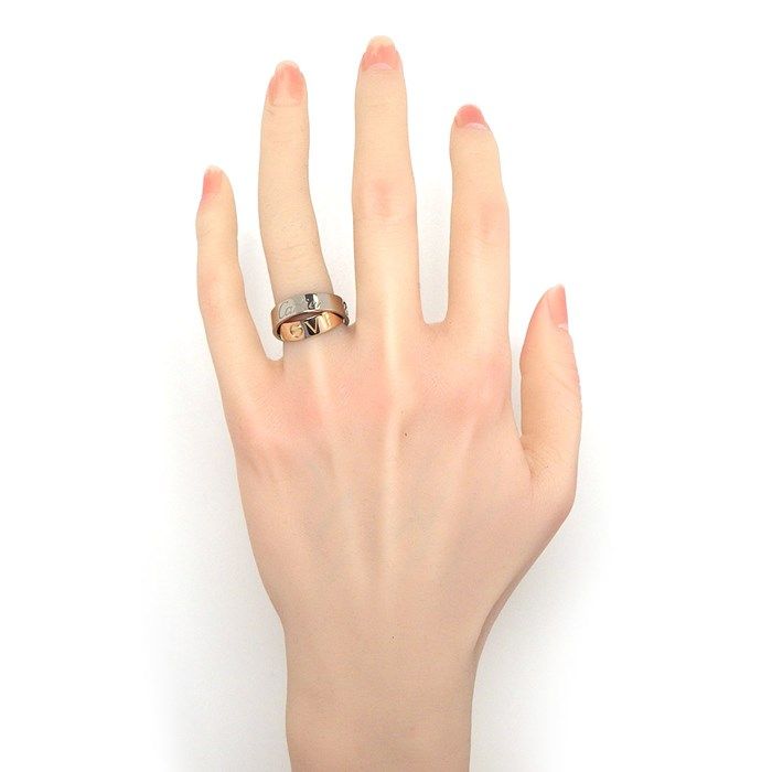 Cartier Love Secret Ring in K18 White & Pink Gold - Size 11