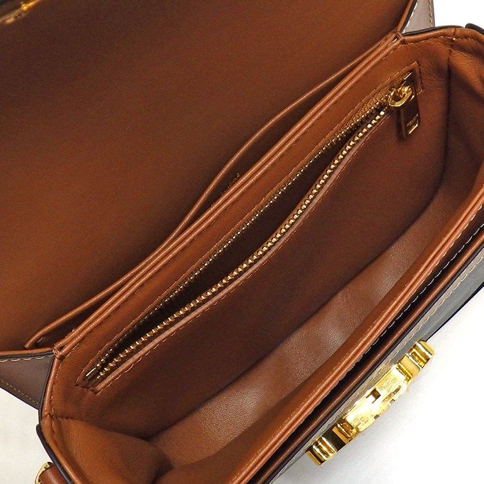 CELINE Teen Buzas Claire Shoulder Bag in Tan Canvas & Calfskin