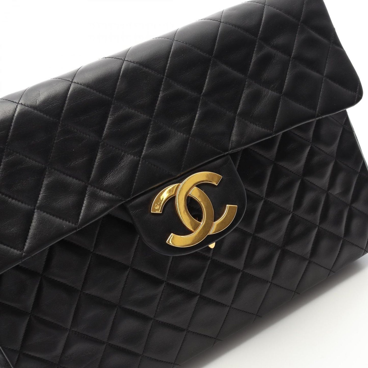 CHANEL De Camellia 34 Shoulder Bag in Black Lambskin