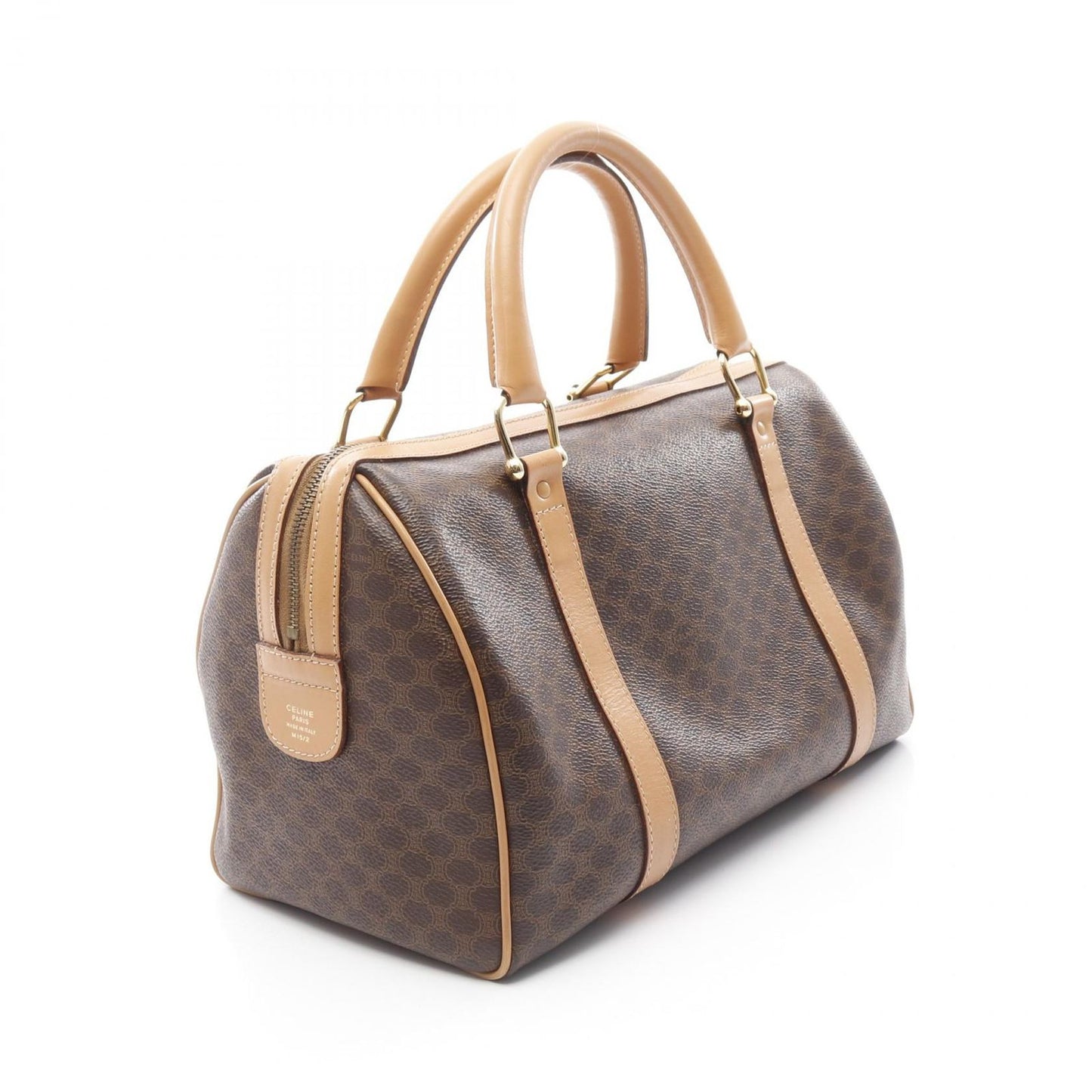 CELINE Macadam Boston Handbag in Dark Brown PVC Canvas