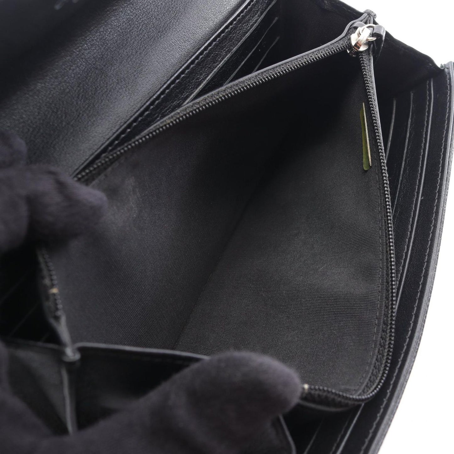 CHANEL Coco Mark Black Leather Zip Wallet - Timeless Elegance