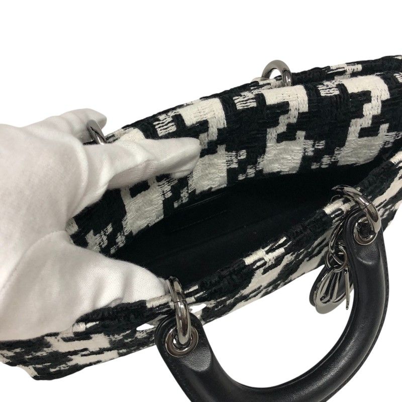 Christian Dior Lady D-Joy Medium Handbag in Black/White Tweed