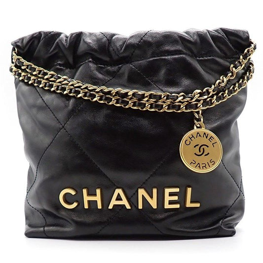 Chanel 22 Mini Shoulder Bag in Black Shiny Calfskin