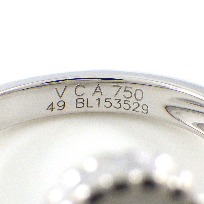 Van Cleef & Arpels Vintage Alhambra Ring with Diamond & White Shell
