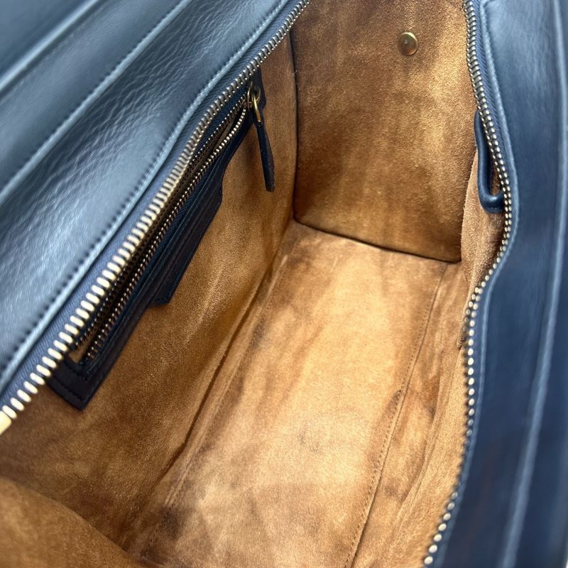 CELINE Luggage Micro Shopper in Orange & Navy Leather - Exclusive Handbag