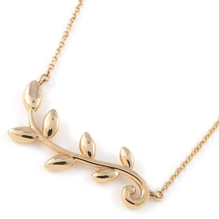 Tiffany & Co. Olive Leaf Vine Necklace in K18 Pink Gold