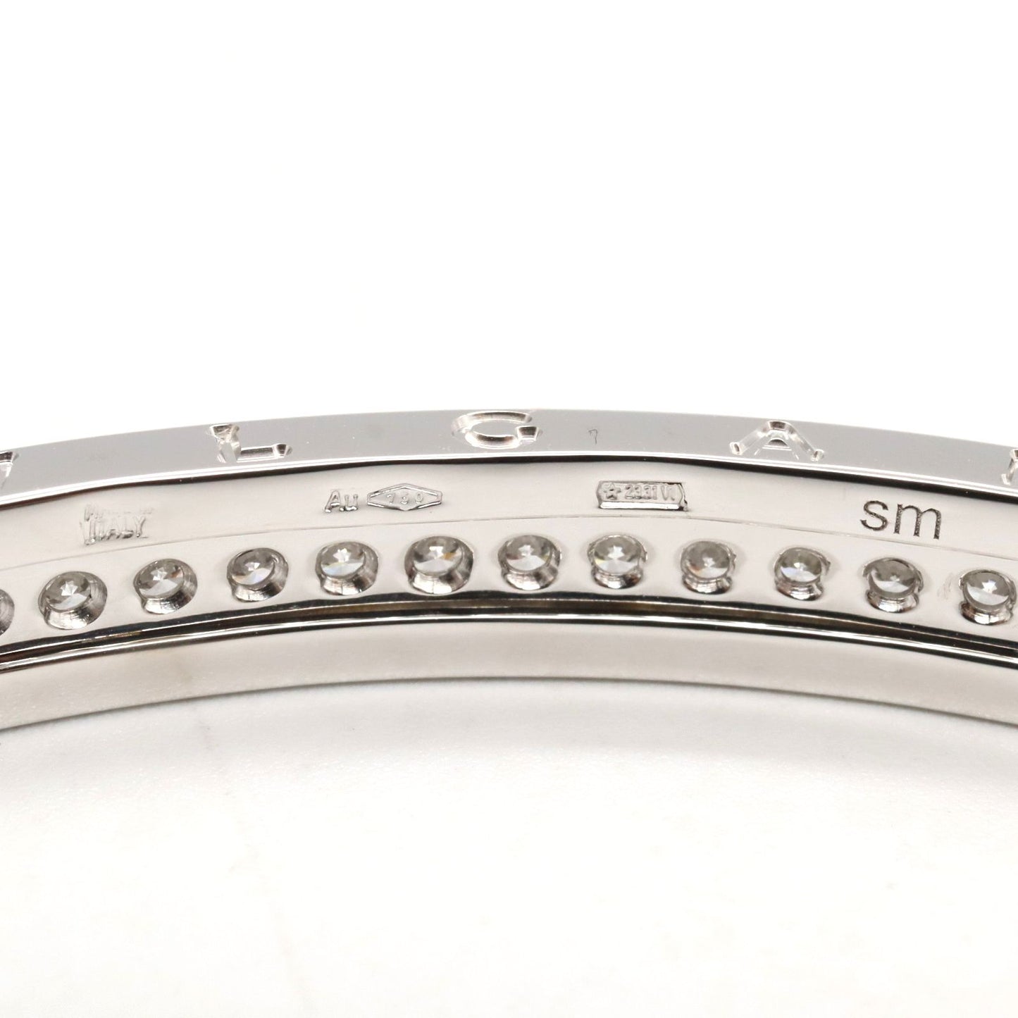 BVLGARI B.zero1 Open Bangle with Diamonds in 18K White Gold