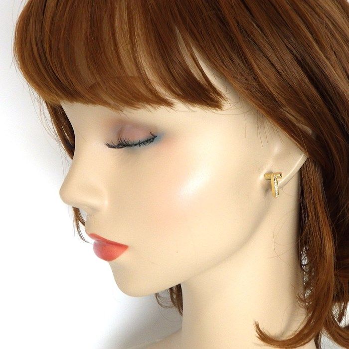 Tiffany & Co. T One Hoop Earrings with Diamonds in 18K Yellow Gold