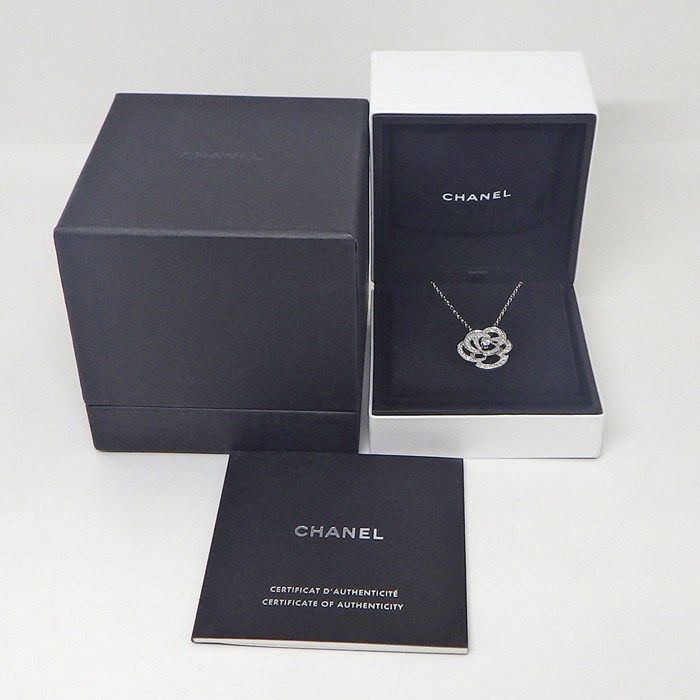 CHANEL Camellia Collection Medium Necklace with Diamonds in K18WG