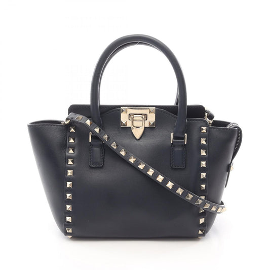 Valentino Rockstud 2-Way Tote Bag in Navy Leather