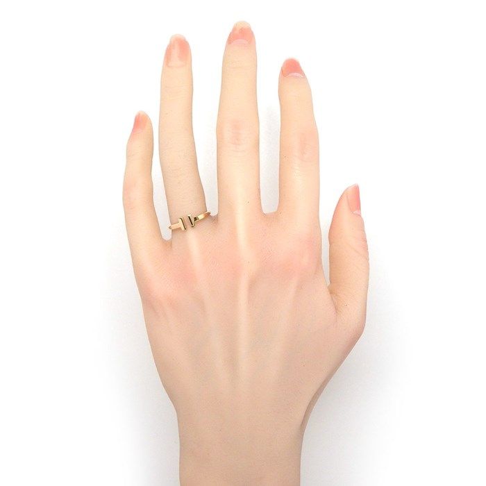 Tiffany & Co. T Wire Ring in K18 Pink Gold - Size 9.5