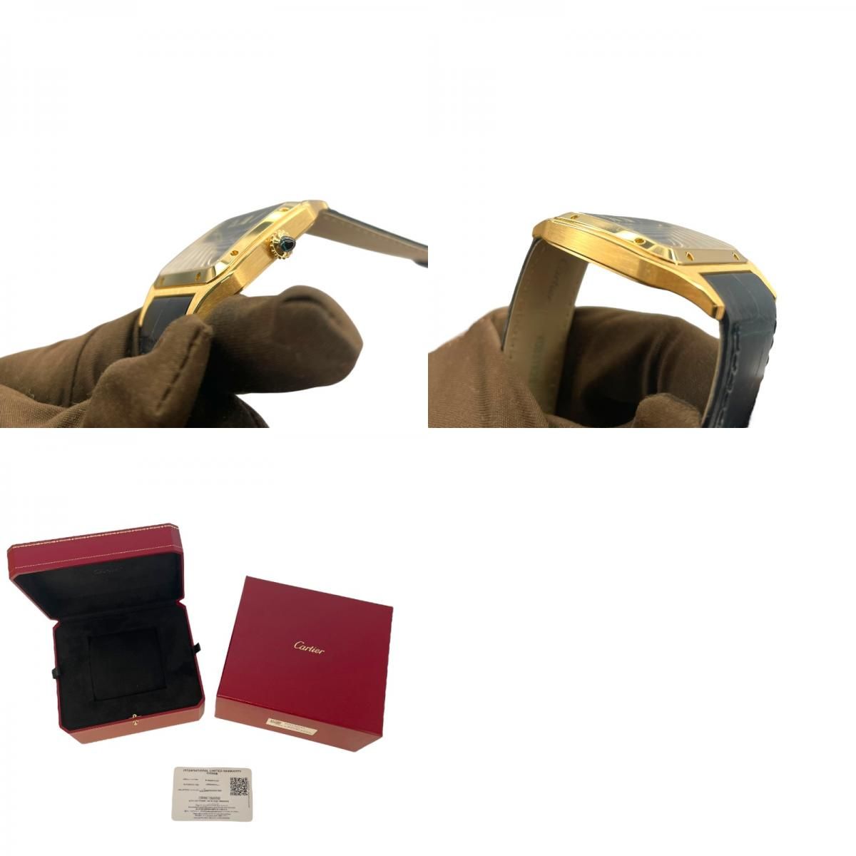 Cartier Santos-Dumont WGSA0115 Navy K18YG Leather Quartz Watch