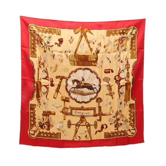 HERMES Cogeaux Silk Scarf in Red - Timeless Elegance