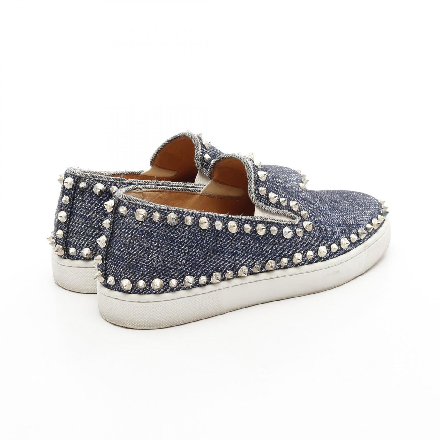 Christian Louboutin Blue Canvas Slip-On Sneakers - Size 35.5