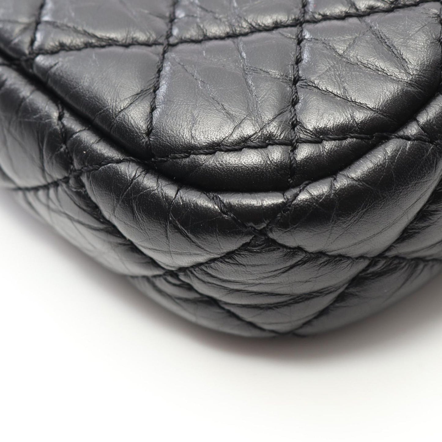 CHANEL 2.55 Chevron V-Stitch Camera Bag - Black Calfskin