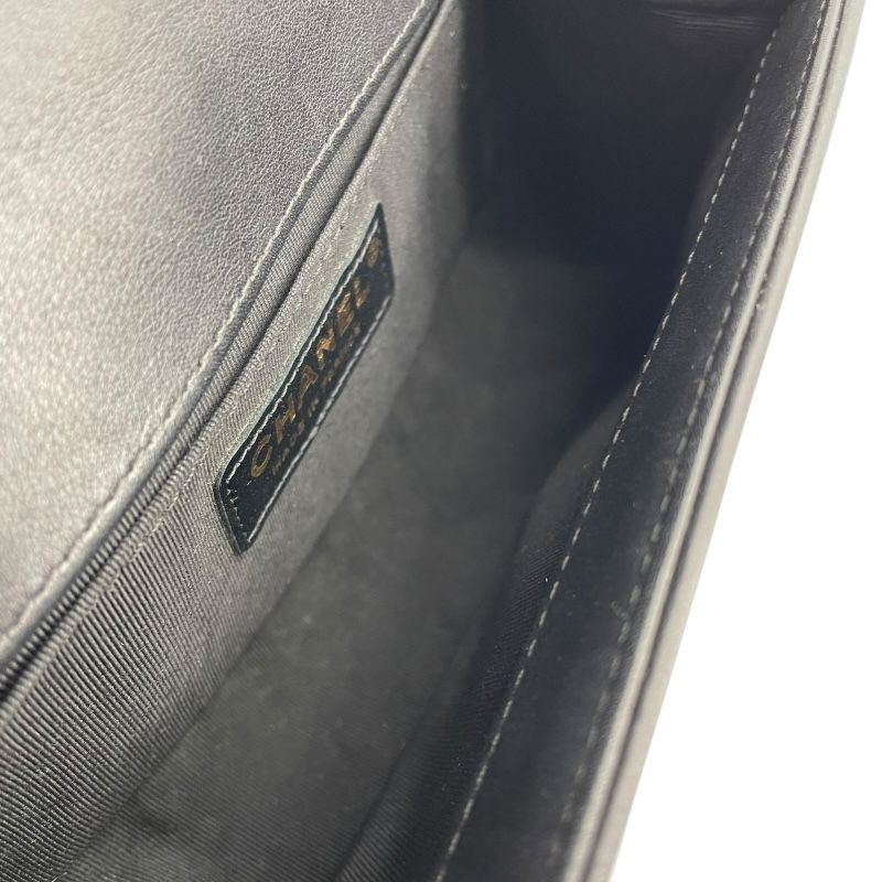 CHANEL Boy Chanel 20 V-Stitch Black Lambskin Shoulder Bag