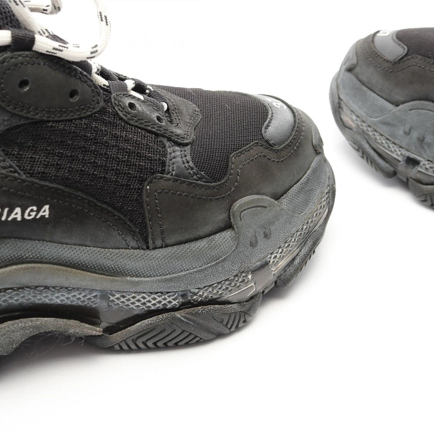 BALENCIAGA Triple S CLEAR SOLE Sneakers - Black Leather, Size 37