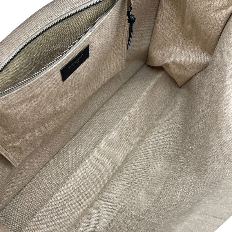 SAINT LAURENT Rive Gauche Tote in Beige Canvas & PVC - Unisex