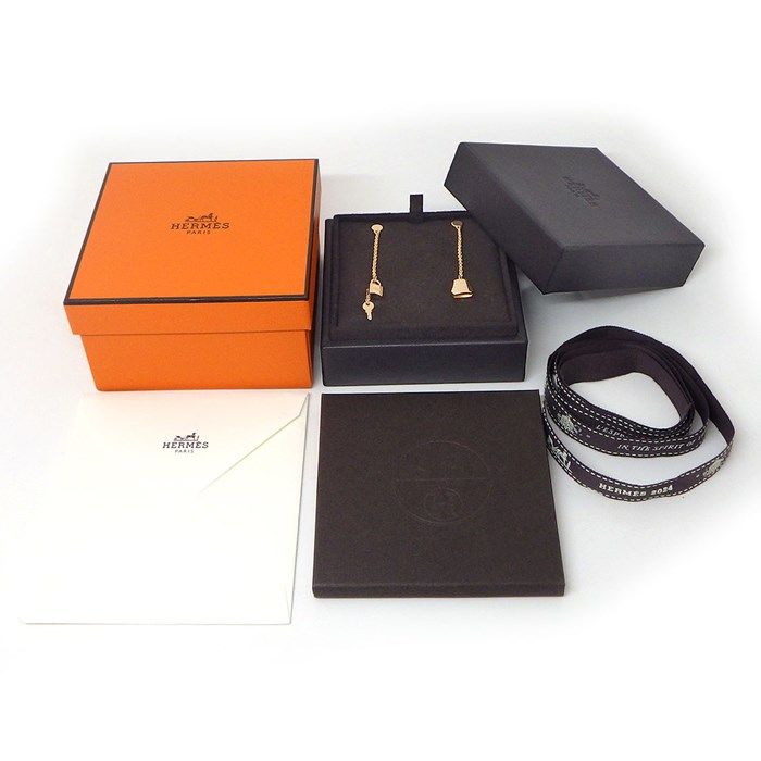 HERMES Kelly Cadenas Drop Earrings in K18 Pink Gold