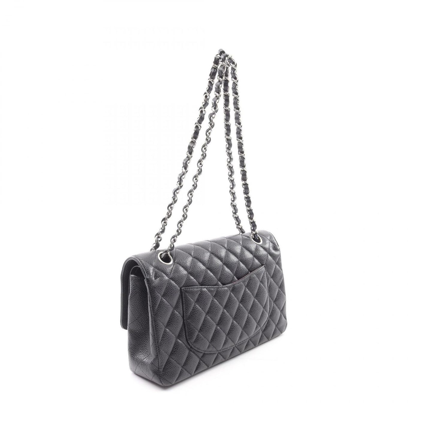 CHANEL Matelassé Double Flap Shoulder Bag - Black Leather