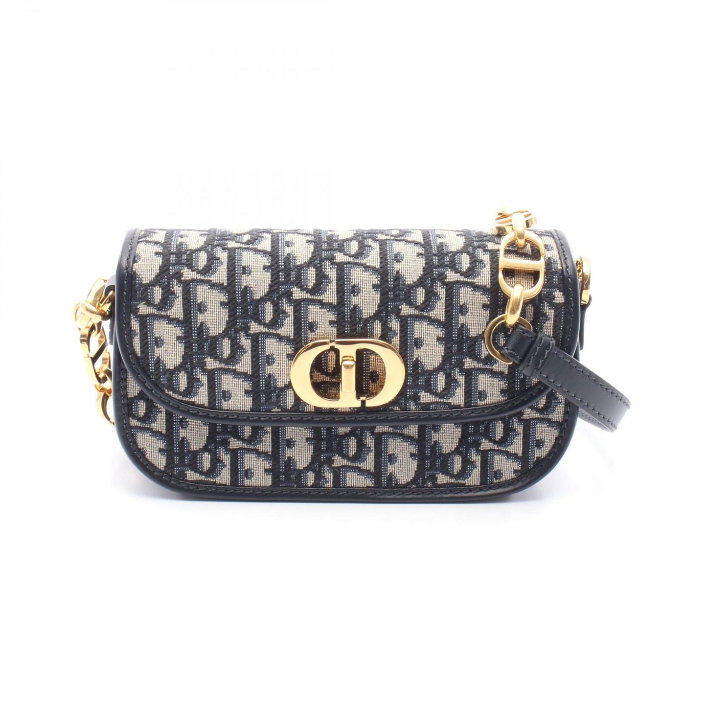 Dior Miss Caro Small Oblique Shoulder Bag in Navy Canvas & Leather