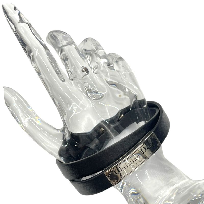 Christian Dior Black Leather Logo Bracelet - Unisex Luxury Accessory