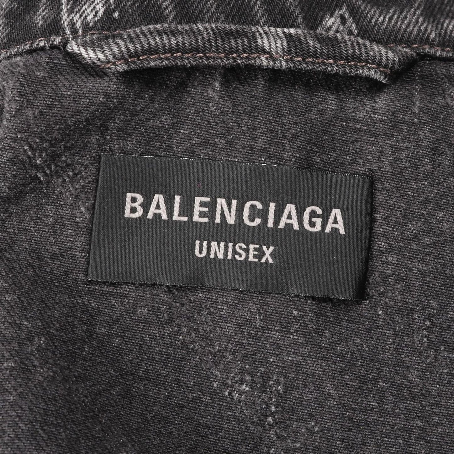 BALENCIAGA All-Over Logo Denim Jacket - Large Fit - Black