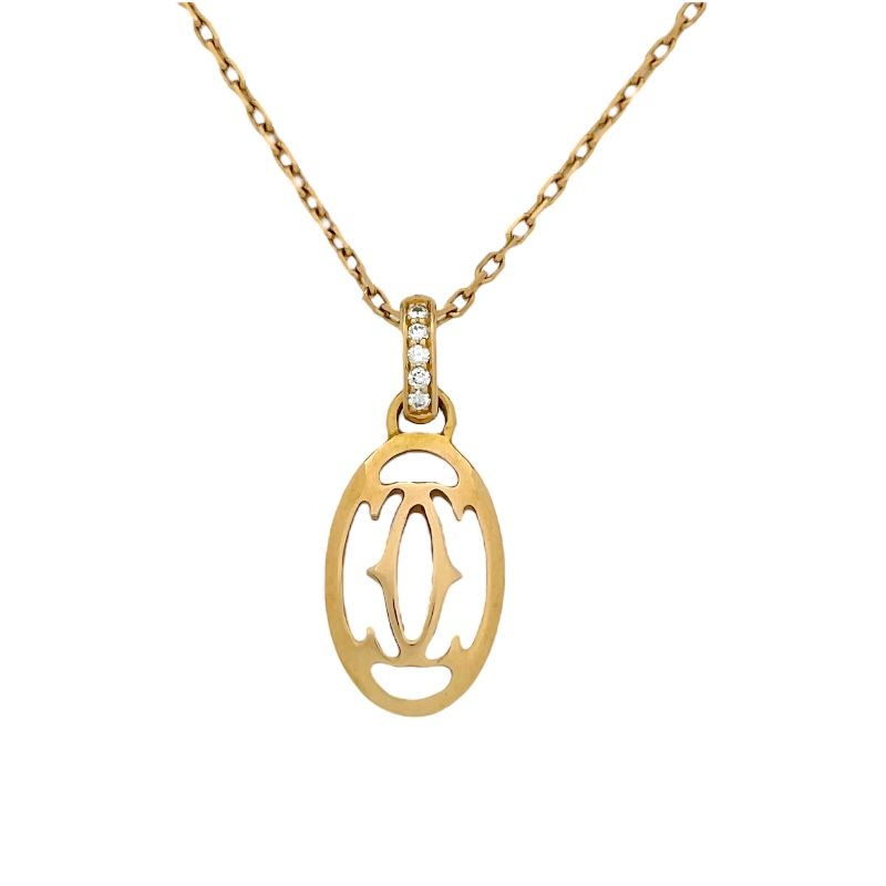 Cartier Double Logo Diamond Necklace in K18 Pink Gold