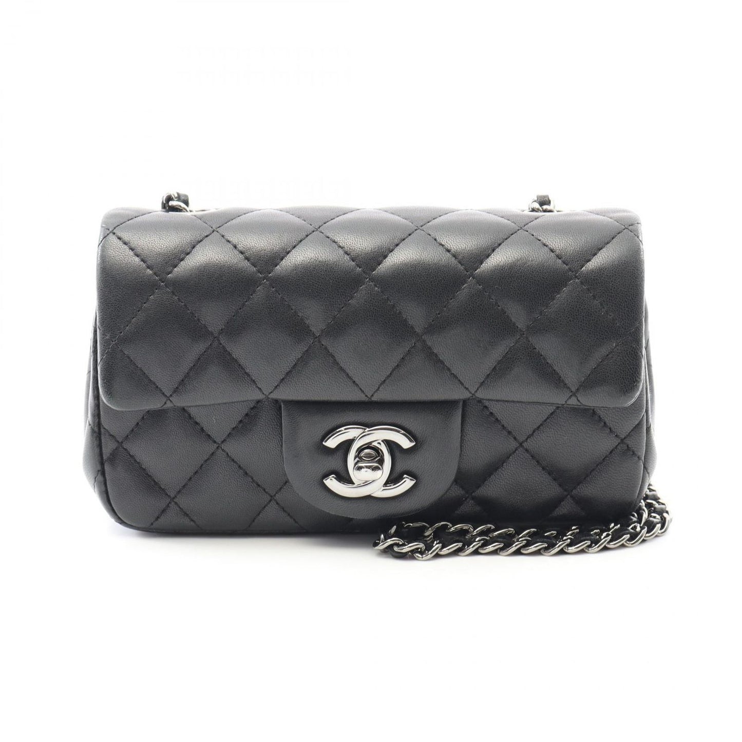 CHANEL Mini Matelassé Shoulder Bag in Black Lambskin