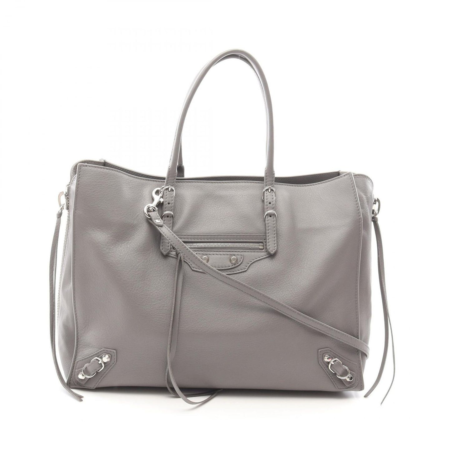 Balenciaga Paper B4 Zip Around Tote Bag in Gray Leather
