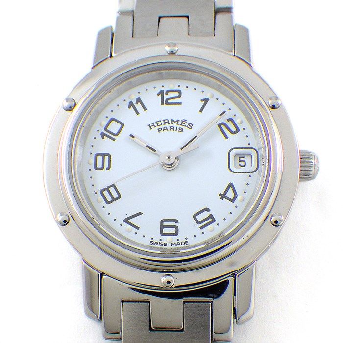 HERMES Clipper CL4.210 Quartz Watch - White Dial, Stainless Steel