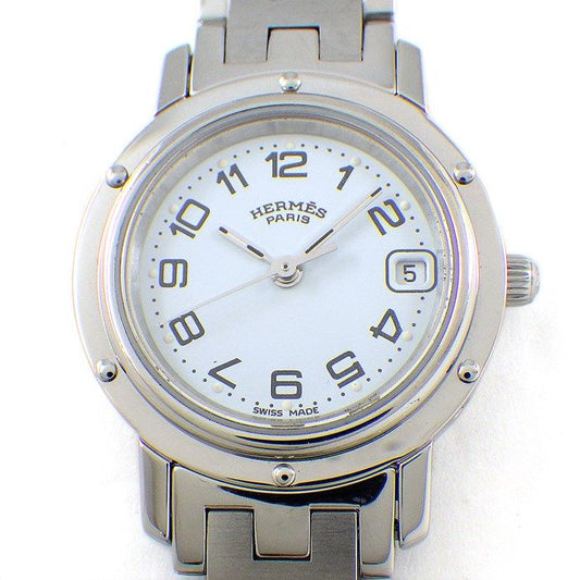 HERMES Clipper CL4.210 Quartz Watch - White Dial, Stainless Steel