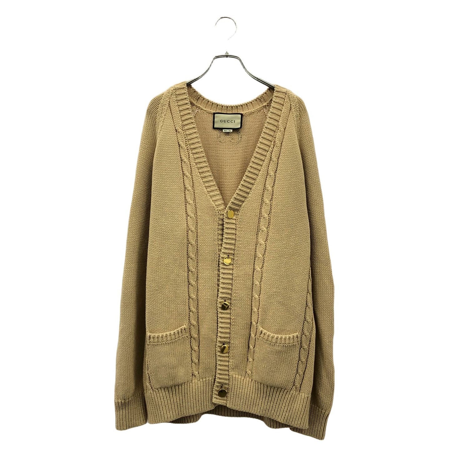 GUCCI Beige Cotton Cardigan - Timeless Elegance in XL