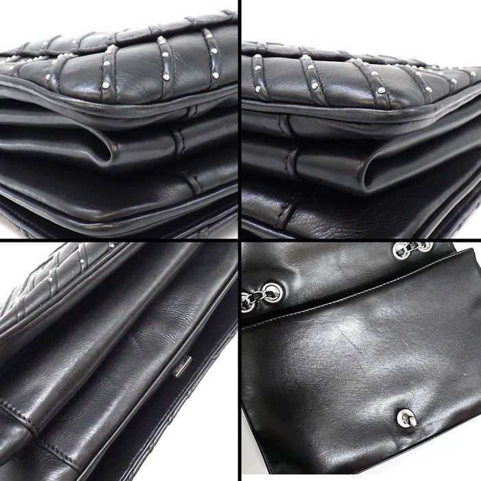 CHANEL Chevron Black Calfskin Shoulder Bag with Silver Hardware