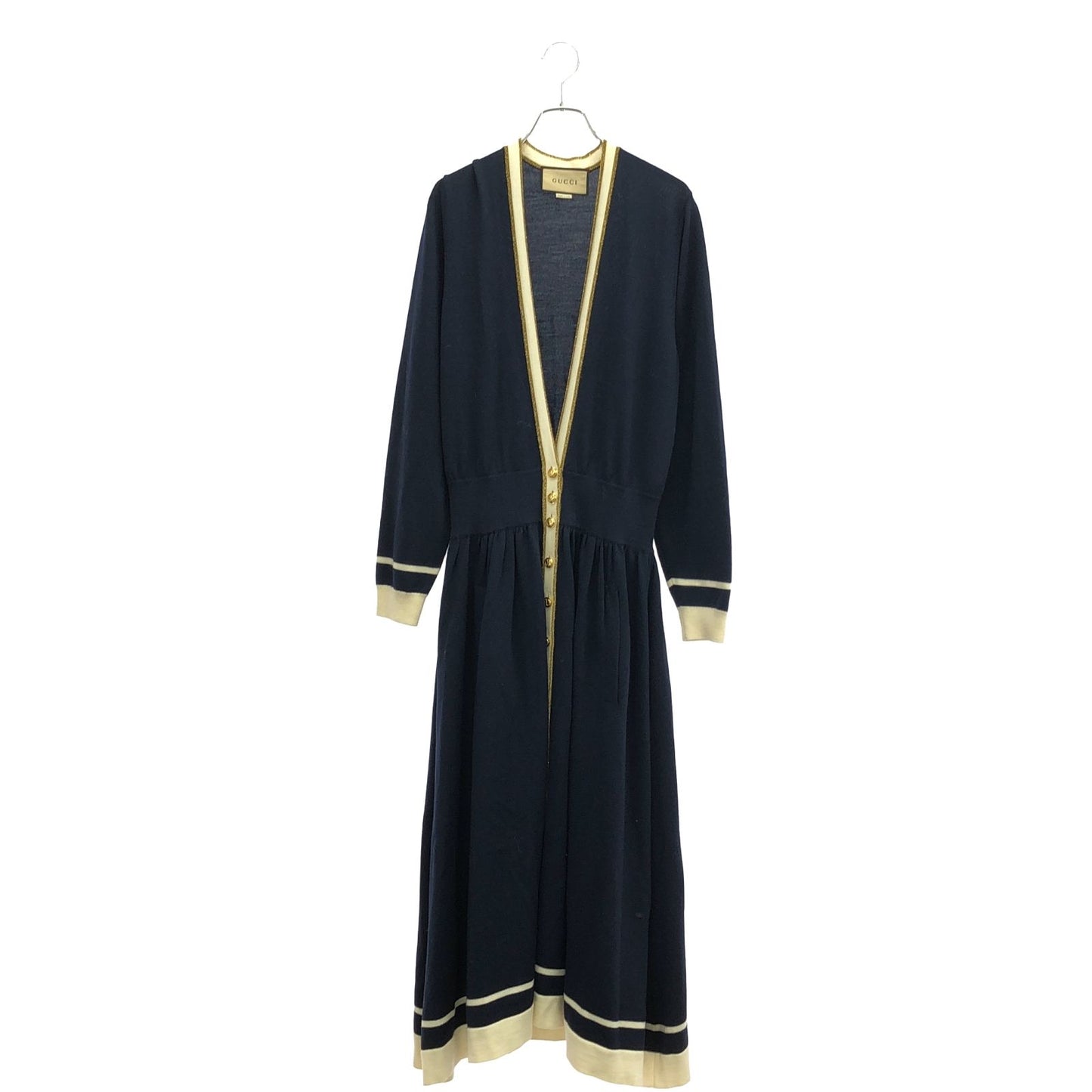 GUCCI Navy & Off-White Wool Dress - Timeless Elegance