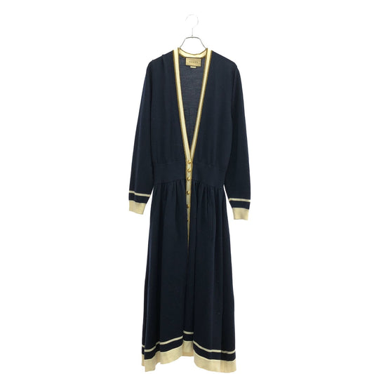 GUCCI Navy & Off-White Wool Dress - Timeless Elegance