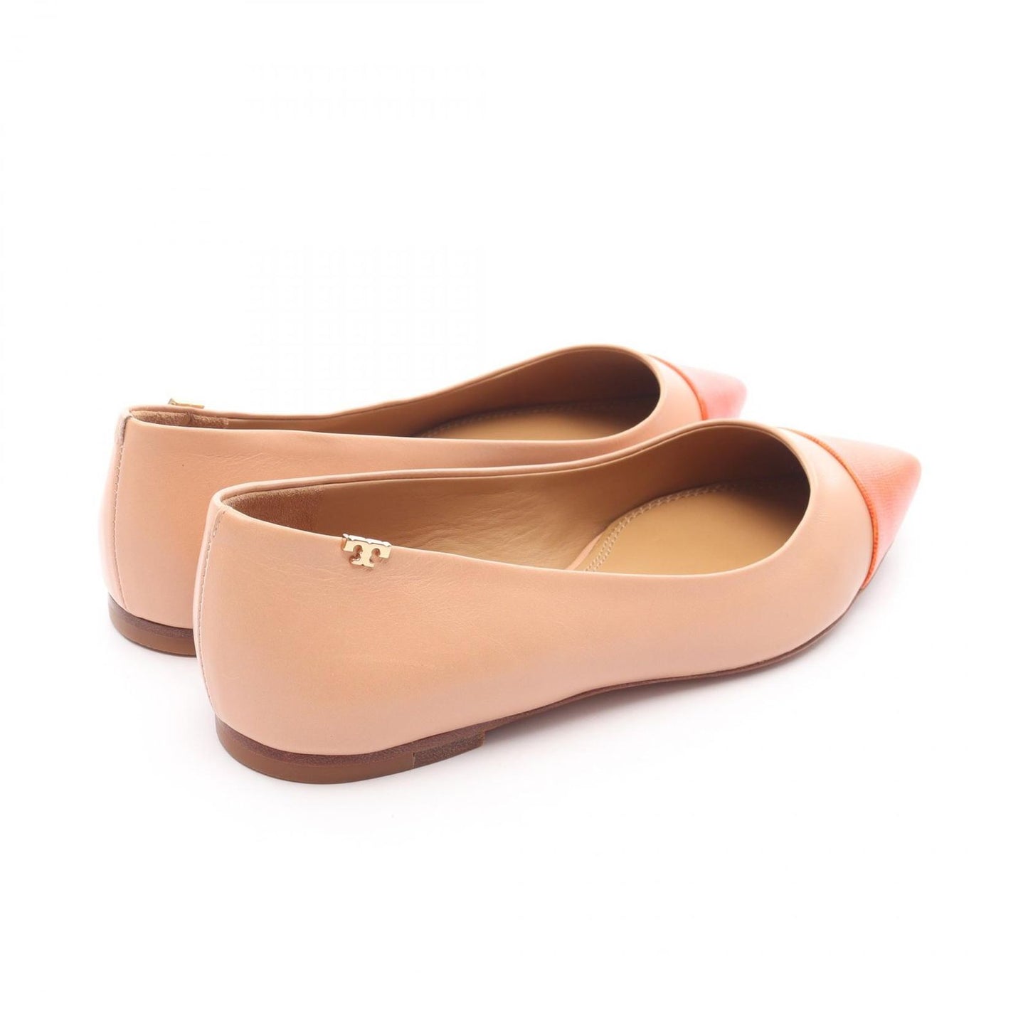 Tory Burch Pink Beige Leather Flats - Elegant & Timeless