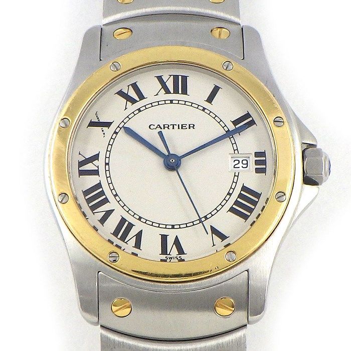 Cartier Santos-Dumont MM W20037R3 Ivory Dial 18K Gold & Steel Watch