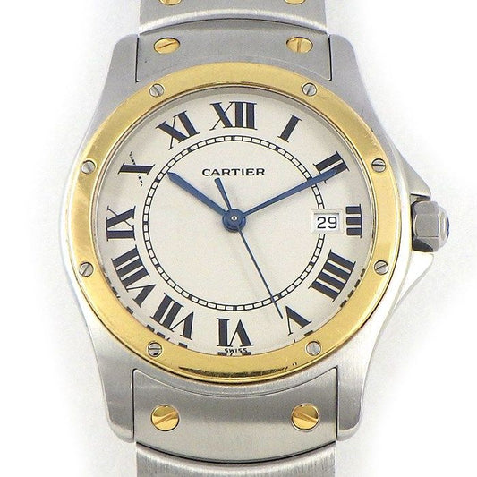 Cartier Santos-Dumont MM W20037R3 Ivory Dial 18K Gold & Steel Watch