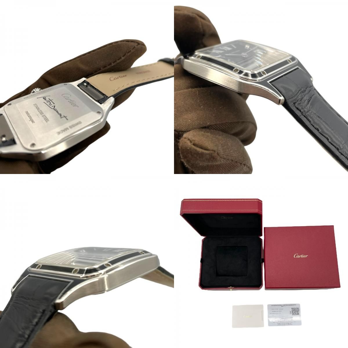 Cartier Santos-Dumont LM WSSA0046 Black SS/Leather Manual Watch