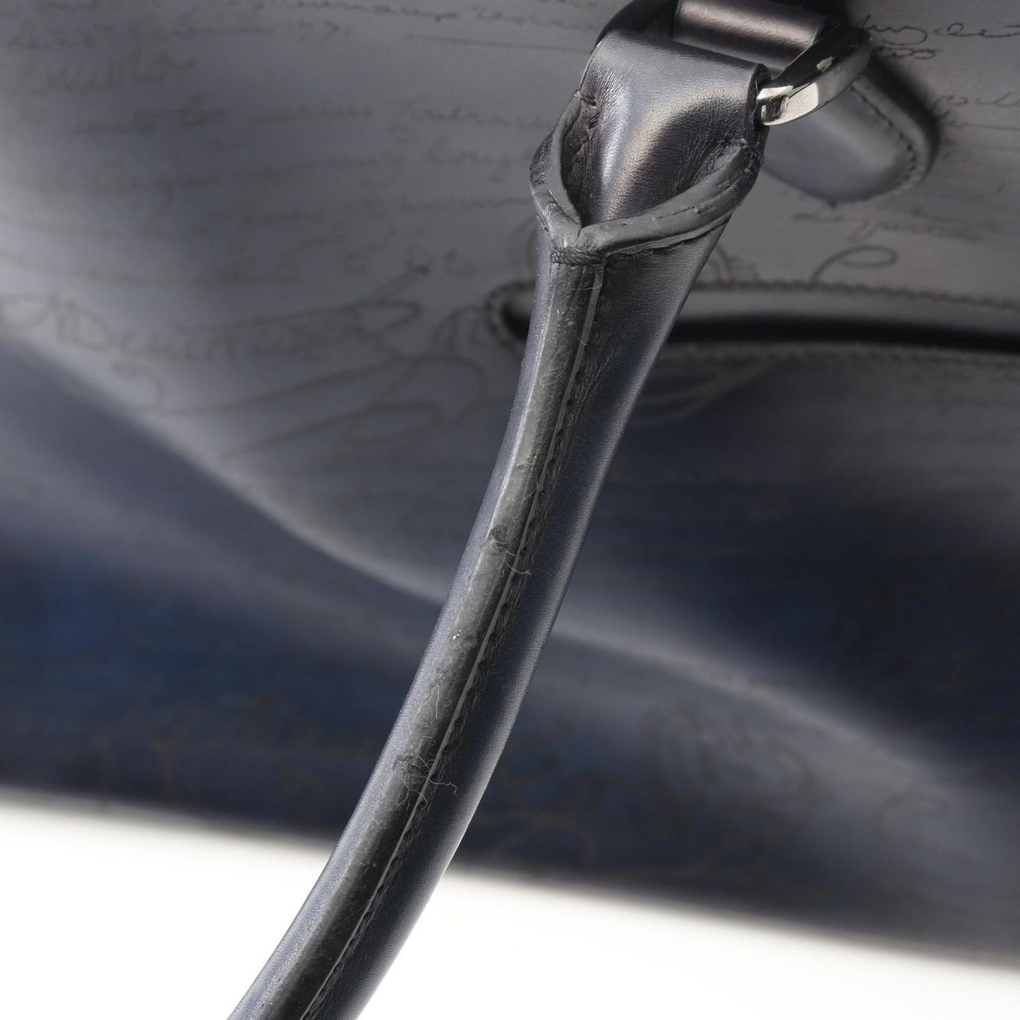 Berluti Trousseau Calligraphy Tote Bag in Navy Leather