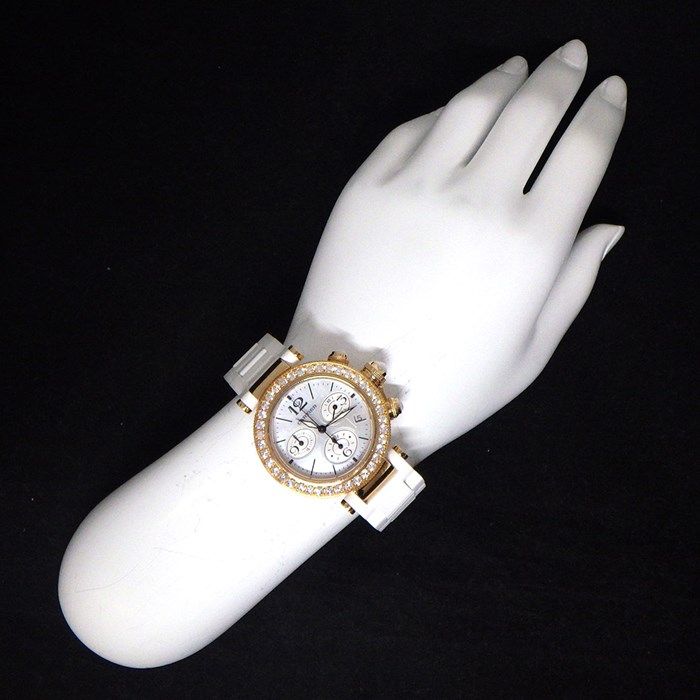 Cartier Pasha Sea Timer WJ130004 with Diamond Bezel & White Shell Dial